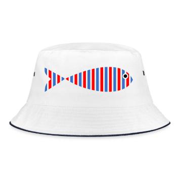 sardine. fish. April fool. sea. ocean - Bucket Hat - white/navy - Front