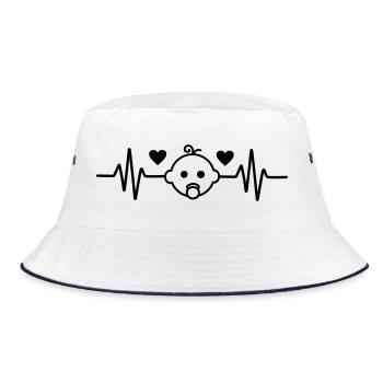 Pregnant baby girl hearts heartbeat - Bucket Hat - white/navy - Front