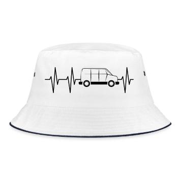 Bus Heartbeat Symbol Pulse Van Suv Illustration - Bucket Hat - white/navy - Front