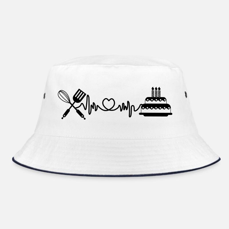 Cardio Herzfrequenz Küche - Bucket Hat - Weiß/Navy