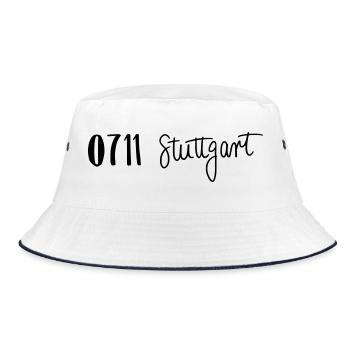 0711 Stuttgart - Bucket Hat - Weiß/Navy - Vorne