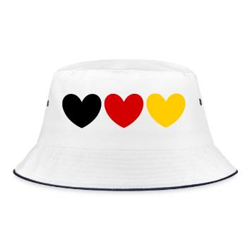 Deutschland Farben Herz Fanshirt - Bucket Hat - Weiß/Navy - Vorne