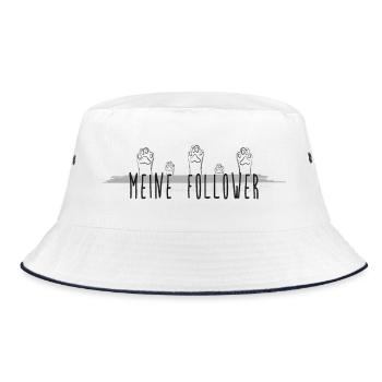 Meine Follower - Katze, Katzenpfoten - Bucket Hat - Weiß/Navy - Vorne
