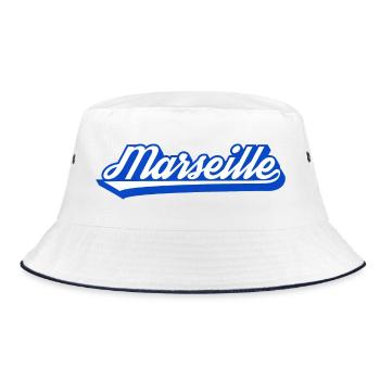 Marseille Retro Blue Script - Bucket Hat - white/navy - Front