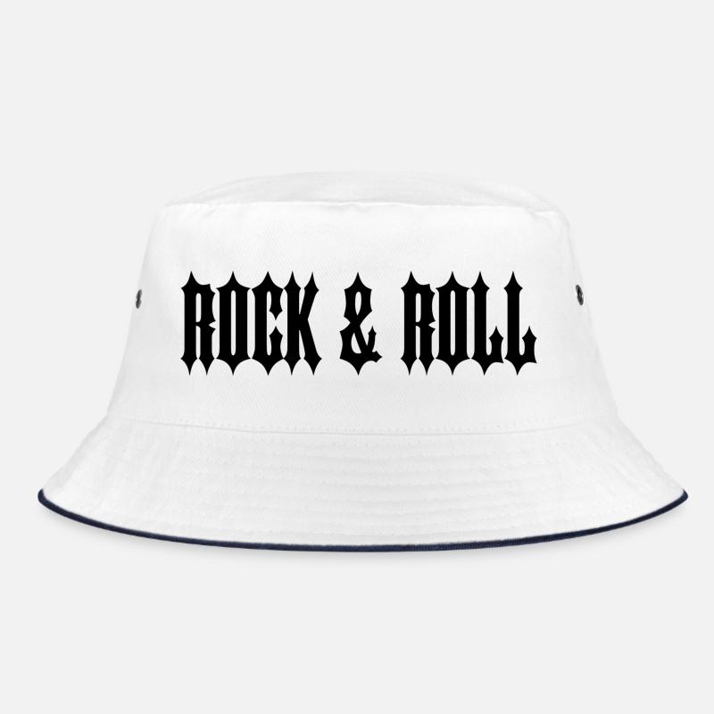 "ROCK & ROLL" Black gothic inspired text design Bucket Hat
