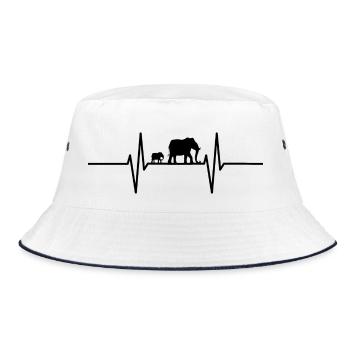 Herzschlag mit Elefanten - Bucket Hat - Weiß/Navy - Vorne