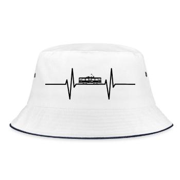 Heartbeat with historic tram / S-Bahn - Bucket Hat - white/navy - Front