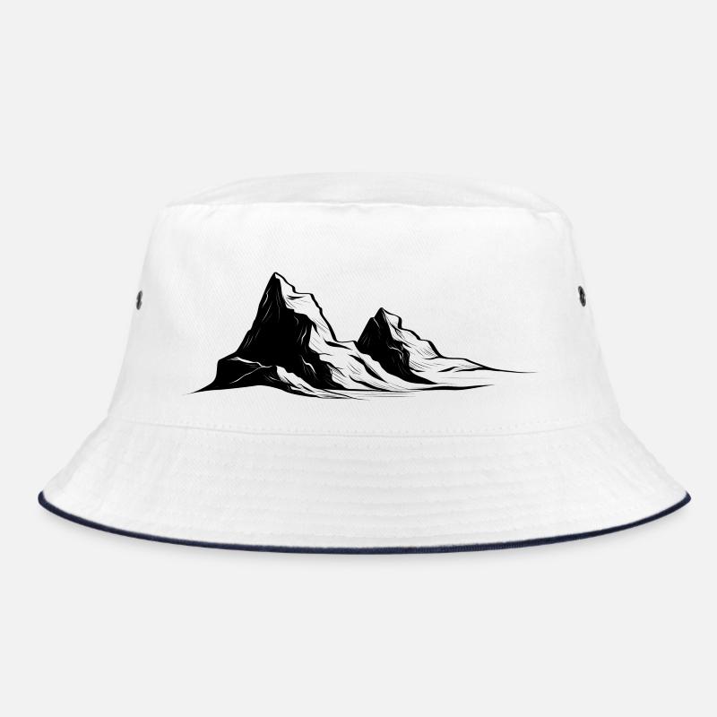 Berge - Bucket Hat - Weiß/Navy