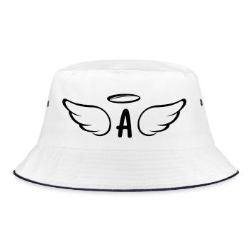 Engelsflügel-Brief - Bucket Hat - Weiß/Navy - Vorne
