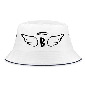 Buchstabe b Engelsflügel - Bucket Hat - Weiß/Navy - Vorne