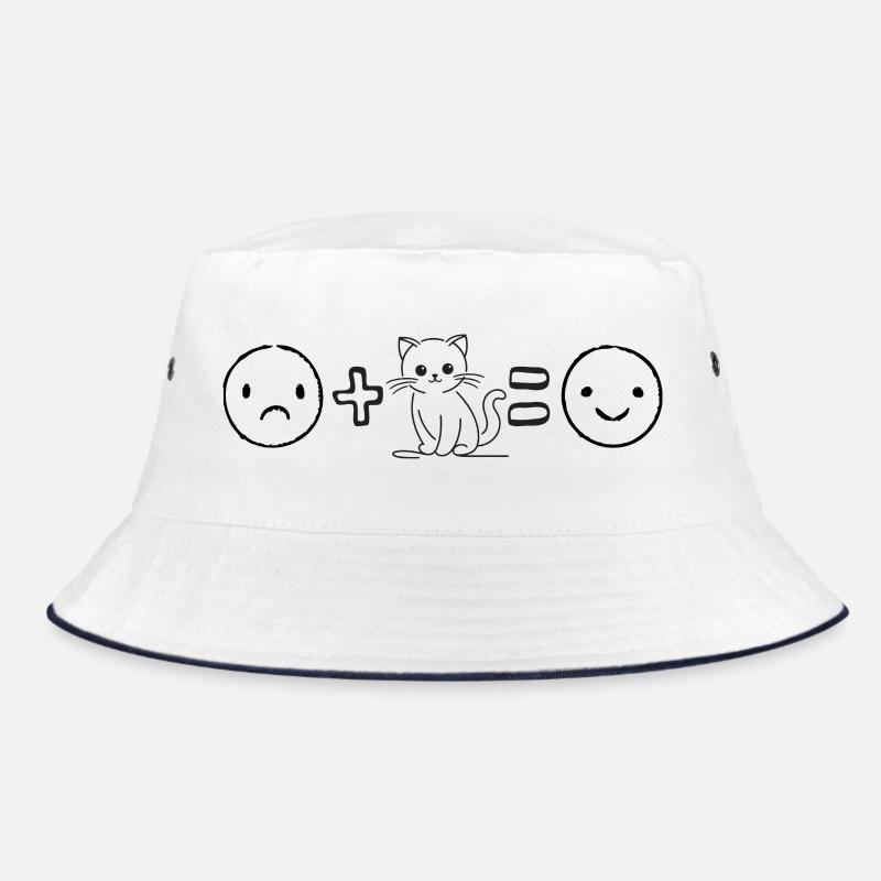 Leben ist besser mit Katzen - Bucket Hat - Weiß/Navy