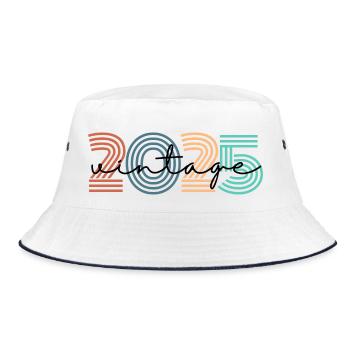 2025 Vintage Retro - Bucket Hat - Weiß/Navy - Vorne