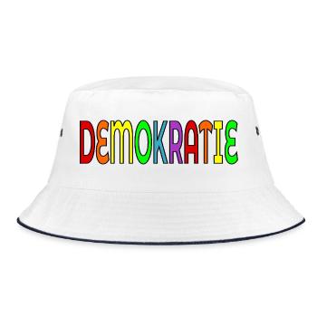 SCHRIFTZUG DEMOKRATIE - Bucket Hat - Weiß/Navy - Vorne