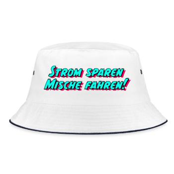 Strom sparen Mische fahren! - Bucket Hat - Weiß/Navy - Vorne