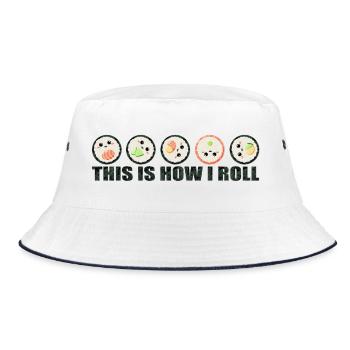Sushi Spruch lustig - This is how I roll - Bucket Hat - Weiß/Navy - Vorne