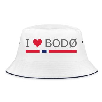 I love Bodo - Norway - Norge - Norwegen - Bucket Hat - Weiß/Navy - Vorne