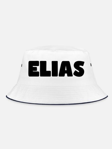 Elias Name - Bucket Hat - Weiß/Navy - Vorne