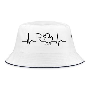 Rente 2026 Eine Legende geht in Rente - Herzkurve - Bucket Hat - Weiß/Navy - Vorne