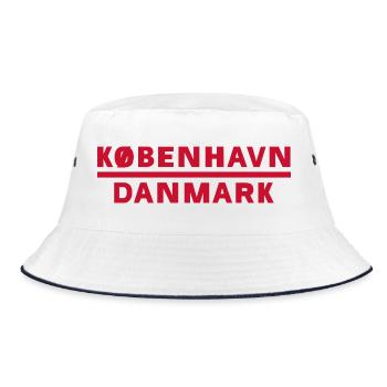 Copenhagen Denmark Neon Text - Bucket Hat - white/navy - Front