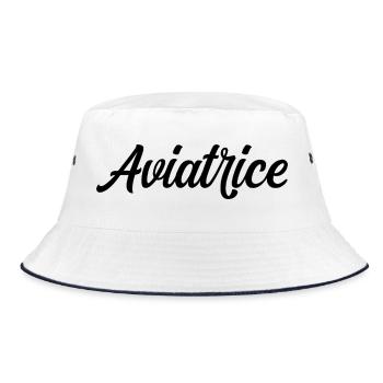 Aviator Pilot Airplane Aviation Aircraft Flight - Bucket Hat - white/navy - Front
