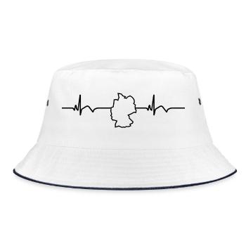 Deutschland Deutscher Deutsche EKG Herzschlag  - Bucket Hat - Weiß/Navy - Vorne