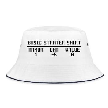 Vidéo humoristique de présentation des statistiques d'un t-shirt de démarrage de RPG de base - Bob - blanc/marine - Devant