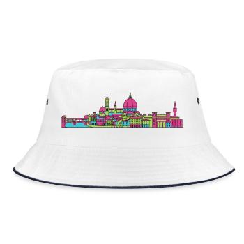 Florence City Skyline Duomo Moderne Linienkunst - Bucket Hat - Weiß/Navy - Vorne
