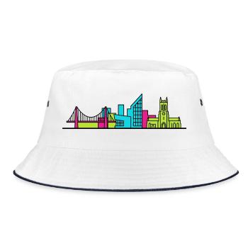 Hull City Skyline The Deep Aquarium Line Art - Bucket Hat - white/navy - Front