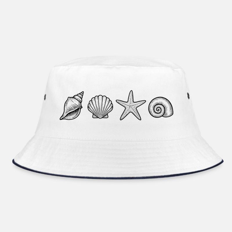 Minimalist Snail and Starfish Shell Design Bucket Hat