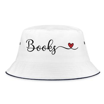Bücher - Bucket Hat - Weiß/Navy - Vorne