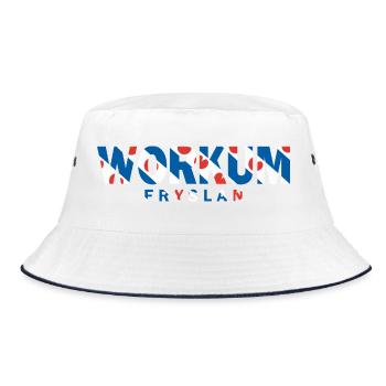 Workum Friesland Fryslan Flag Shirt, Hoodie, Bag - Bucket Hat - white/navy - Front