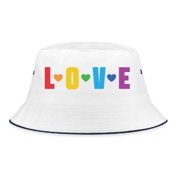 LGBT Pride Month - Liebe ist Liebe - Bucket Hat - Weiß/Navy - Vorne