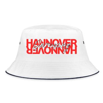 Hannover Typo City Print - Bucket Hat - Weiß/Navy - Vorne