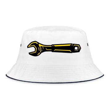 Wrench Tool Mechanic Screwdriver - Bucket Hat - white/navy - Front