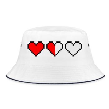 Retro Pixel Hearts Life Indicator Gaming T-Shirt - Bucket Hat - white/navy - Front
