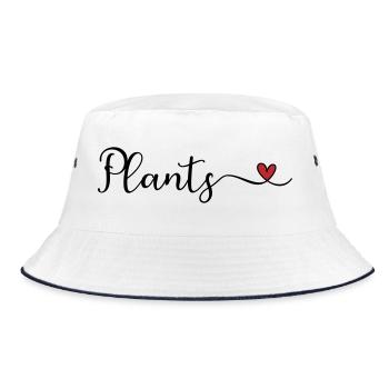 Plants Heart niedliche Typografie - Bucket Hat - Weiß/Navy - Vorne