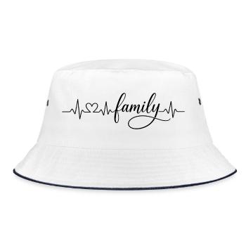 Herzschlag Schriftzug Familie - Bucket Hat - Weiß/Navy - Vorne