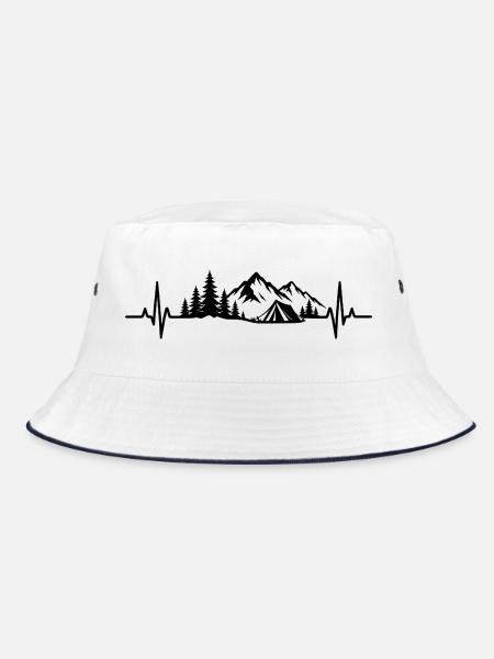 Herzschlag Berge Camping Zelt Natur - Bucket Hat - Weiß/Navy