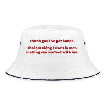 Thank God I’ve Got Boobs - Bucket Hat - Weiß/Navy - Vorne