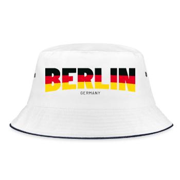 Berlin Schriftzug in Flaggenfarben - Bucket Hat - Weiß/Navy - Vorne