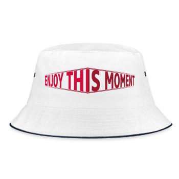 Enjoy This Moment 3D Schriftzug - Bucket Hat - Weiß/Navy - Vorne