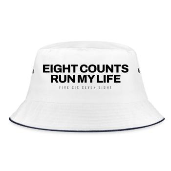 Aerobic - Eight Counts Run My Life - Fitness - Bucket Hat - Weiß/Navy - Vorne