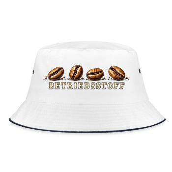 Kaffee Shirt Betriebsstoff - Bucket Hat - Weiß/Navy - Vorne