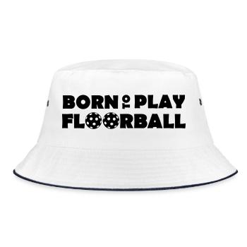 Born to play Floorball - Bucket Hat - Weiß/Navy - Vorne