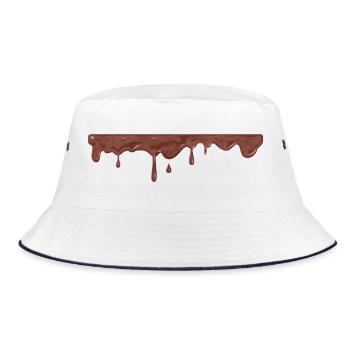 Lecker tropfende Schokoladencreme - Bucket Hat - Weiß/Navy - Vorne