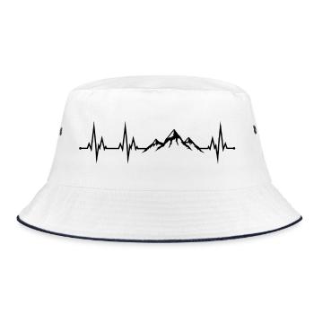Hiking Heartbeat Mountains Hike Bike Mountain Bike - Bucket Hat - white/navy - Front