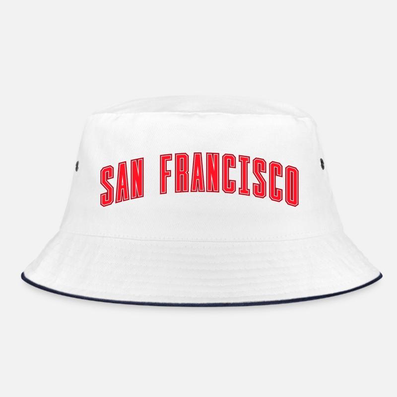 San Francisco Bogen Schriftzug Rot - Bucket Hat - Weiß/Navy