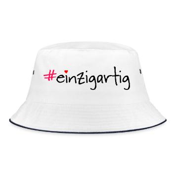 #einzigartig - Bucket Hat - Weiß/Navy - Vorne