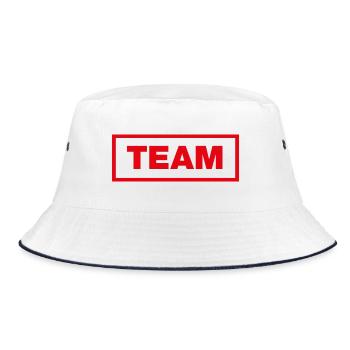 TEAM (typo, red, contour) - Bucket Hat - white/navy - Front