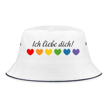 Regenbogenherzchen Ich liebe dich LGBT lgbtqi quee - Bucket Hat - Weiß/Navy - Vorne